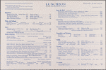 Lunch menu, Yale Club of New York
