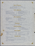 Dinner menu, Star of the Sea Room