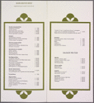Room service menu, Hotel Okura