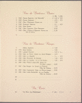 Wine list menu, Cafe-Restaurant "De Prinsenkelder"