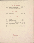 Wine list menu, Cafe-Restaurant "De Prinsenkelder"