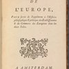 Tableau de l'Europe, pour servir de supplément à l'Histoire philosophique & politique