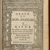 Orden de Ros-Asanah y Kipur por estillo corriente seguido sin bolver de una aotra parte ... 