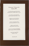 Dessert menu, Four Seasons Hotel