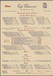 Dinner menu, Cafe Chauveron