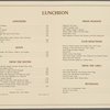 Lunch menu, Chemists' Club