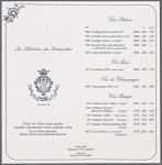 Daily menu, Hotel Ritz