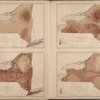 New York State, Double Page Plate No. 4 [Map of the state of New York showing the mean annual rail fall, Map showing in six degrees of density, The distribution of the Papulation of the state of New York, 1890, Hypsometric sketch of the State of New York, Map of the State of New York showing the mean annual Temperature]