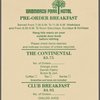 Breakfast menu, Gramercy Park Hotel