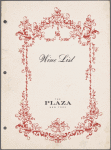 Wine list menu, The New York Plaza