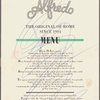 Dinner menu, Alfredo at Citicorp Center