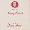Sunday Mother's Day brunch menu, Park Lane