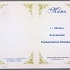 Dinner menu at La Medina Restaurant 13, Bis Derb El Hammam Guerniz (Fes Medina, Maroc, French, Restaurant)