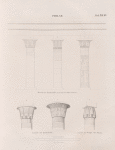 Philae: Details der Säulenhalle; Capitäle der Säulenhalle; Capitäl aus Tempel J des Planes.