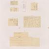 Dynastie V.  a. b.  Steine von Abusir [Abû .Sîr Site], jetzt im  K. Museum zu Berlin;  c. Alabastervase; d -f Felsenbilder von Wadi Maghara; g. Blöke der Pyramide No. 18, von Abusir [Abû .Sîr Site].