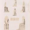 Altes Reich. Dynastie XII.  a - e  Statue aus Grab 1. von Abusir  [jetzt im K. Museum zu Berlin]; f. g. Statue der Hathor [jetzt im K. Museum zu Berlin]; h. i. Statue von der Insel Argo. [Siehe Bl. 151,1.]