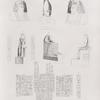 Neues Reich. Dynastie XVII. Theben [Thebes]:  a - c  Drei Köpfe aus dem Asasifthale; d - g  und  h - m  Zwei Statuen aus Qurna. [a - m jetzt im K. Museum zu Berlin.]