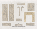 Neues Reich. Dynastie  XVII, XVIII.  1. Thürpfosten aus Ombos; 2. Felsentafel aus Wadi Maghâra; 3. Thür aus Medînet Hâbu;  4 -7. Gräberinschriften aus West-Silsilis.