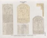 Neues Reich. Dynastie  XVIII.  a. Stele von Sarbut  el Châdem; b. c. Stelen aus Heliopolis [jetzt im K. Museum zu Berlin.];  d. aus der Felsengrotte von Panopolis; e. Stein aus Abusir.