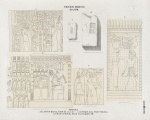 Neues Reich. Dynastie  XVIII. Theben [Thebes]:  a. b. Abd el Qurna: Grab 15 [Sect. XV.] ;  c. d. Ziegel aus Abd el Qurna; e. f. Bab el Meluk [Bîbân el-Mulûk]: Grab Amenophis III.
