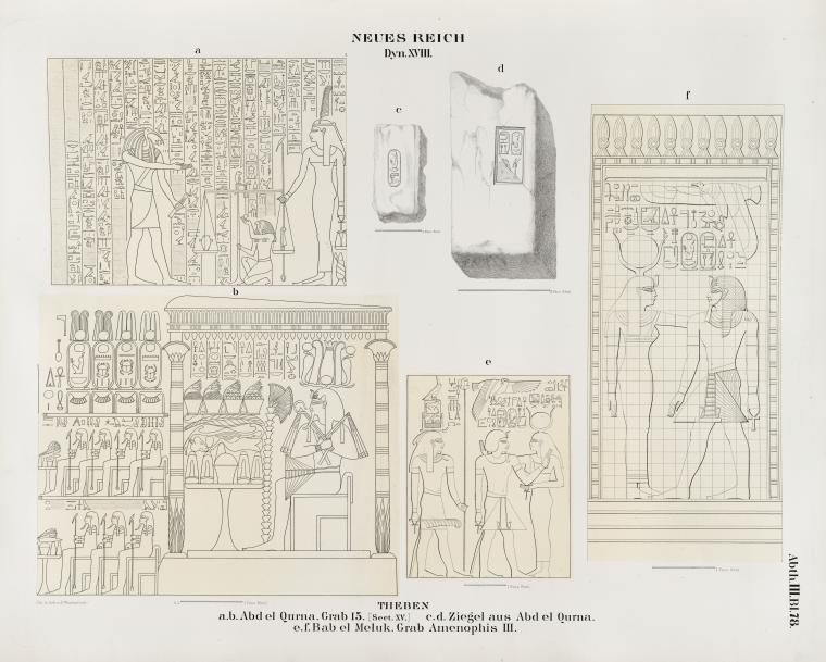 Lepsius plate of Theban tomb scenes and bricks from Abd el-Qurna