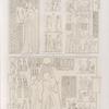 Neues Reich. Dynastie XVIII.  El Amarna [Tell el-Amarna]. Nördliche Gräbergruppe. Grab 3. Zweiter Raum: a. Thürwand;  c - e  rechte Wand.