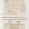 Neues Reich. Dynastie XVIII.  El Amarna [Tell el-Amarna]. Südliche Gräbergruppe.  Grab 1.  a. Thürwand  rechts [C.]; b. c. Architrav ; d. e. Abcus ; f. Thürarchitrav.