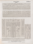 Neues Reich. Dynastie XIX.  Theben [Thebes]. Tempel Sethos I. Von Alt-Qurna: a. Inschrift eines Sphinx im Vorhof A.; b- e  aus Raum H'; f. aus Raum C.