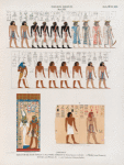 Neues Reich. Dynastie XIX.  Theben [Thebes]. Bab el Meluk [Bîbân el-Mulûk]. Grab Sethos I. [Plan No. XVII] a. d. Raum D. [Forsetzung von Bl. 135]; c. Pfeiler aus Raum J ; d. Ecke aus Raum M.  [c. und d. jetzt im K. Mus. zu Berlin]