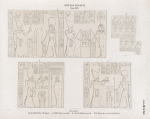 Neues Reich. Dynastie XIX. Theben [Thebes]. Karnak. Grosser Tempel: a.  Südliche Ausserwand; b. c. Oestliche Ausserwand; d. Vorbau des zweiten Pylons.
