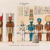 Neues Reich. Dynastie XIX.  Abusimbel [Abû Sunbul]. Grosser Tempel: a. b.  Pfeiler aus Raum F;  c. Statuen aus der Cella.