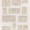 Neues Reich. Dynastie XIX.  a - l. Abusimbel [Abû Sunbul]. Grosser Tempel. Aus den Räumen G. H. J. K. L. M. N.: [a.] Raum G ;  [b. c.] Raum H; [d. e.] Raum J. ; [f. g.]Raum K ; [h] Raum L ; [i] raum M.; [k.l.] Raum N.; [m.n.] Tempel von Aksche.