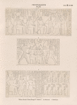 Neues Reich. Dynastie XXI. Theben [Thebes]. Karnak. Chôns-Tempel T.,  Vorhof D.:  a. b.  Ostwand ;  c. Nordwand.