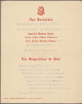 Lunch menu, Quo Vadis Restaurant