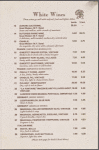 Wine list menu, Carl Hoppl's Valley Stream Park Inn