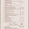 Wine list menu, Carl Hoppl's Valley Stream Park Inn