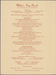 Sunday Mother's Day brunch and dinner menu, Park Lane