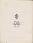 Monday dinner menu, The Rendez-Vous at The Plaza