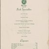 Sunday brunch menu, Park Lane