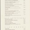 Dinner menu, Alfredo at Citicorp Center
