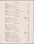 Cocktails list, The Plaza
