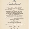 Sunday brunch menu, Park Lane