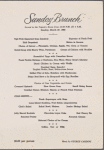 Sunday brunch menu, Tapestry Room at Park Place