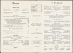 Saturday dinner menu, December 23rd, 1961 