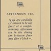 Afternoon tea menu, Wabash