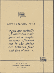 Afternoon tea menu, Wabash