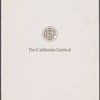 Dinner menu, The California Limited, Fred Harvey Dining Car