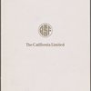 Breakfast menu, The California Limited, Fred Harvey Dining Car
