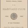 Dinner menu, Harvard Club of San Francisco at Palace Hotel