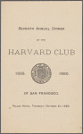 Dinner menu, Harvard Club of San Francisco at Palace Hotel